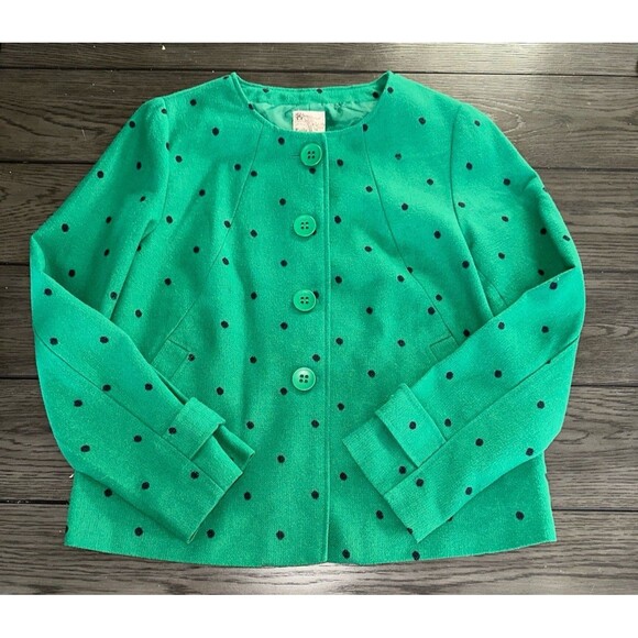 Tulle Green and Navy Wool Blend Blazer Size Medium - Picture 1 of 7